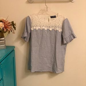 KARL LAGERFELD PARIS sweet blue lace top